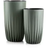 HowHomely Blumentopf aus Kunststoff 2er Set 25,3x42 cm 9,5L 29,3x51,5 cm 12,5 L grün mit Pflanzkübel Einsatz - Langlebige und Leichte Übertopf in grau für Deko Wohnzimmer Garten oder Terrasse