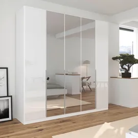 otto home Drehtürenschrank OTTO HOME "Kleiderschrank Kleiderschränke Schrank Garderobe AGORDO mit Glasfront", weiß (alpinweiß, glas kristallweiß), B:226cm H:229cm T:54cm, Holzwerkstoff, Schränke, Drehtürenschrank, durchdachte Innenausstattung, in 7 Breiten und 2