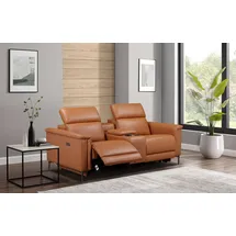 OTTO home 2-Sitzer OTTO HOME "LUND, Kinosofa, Relaxfunktion, TV-Sessel, manuell/elektrisch (USB-A)", braun (cognac), B:195cm H:97cm T:99cm, 100% Echtleder - Kunstleder 100% Polyurethan, Sofas, Kopfteilverstellung, Getränkachhalter, u. Staufach