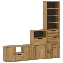 vidaXL 4-tlg. Wohnwand mit Stauraum ODDA Massivholz Kiefer