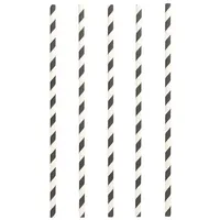 Papstar Trinkhalme Papier Ø 6 mm 1000 St. Schwarz/Weiß