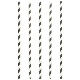 Papstar Trinkhalme Papier Ø 6 mm 1000 St. Schwarz/Weiß