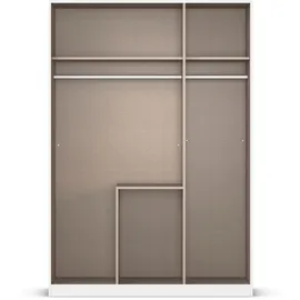 Rauch Möbel BRISTOL Drehtürenschrank Kleiderschrank, Schrank Garderobe 3-türig, 1 Spiegeltüre, 2 Schubladen, Farbe Grau metallic, Schwarz, Griffprofil Grau metallic, Push-to-Open 136x197x54cm