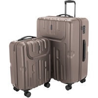 HAUPTSTADTKOFFER - Havel - 2er Koffer-Set (Handgepäck mit Laptop-Fach und Großer Reisekoffer) Trolley-Set Rollkoffer Hartschalenkoffer, TSA, (S & L), Gold