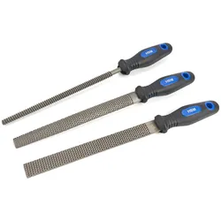 HBM 3-teiliges Deluxe-Holzraspel-Set / Holzfeilen-Set mit Softgrip-Griffen