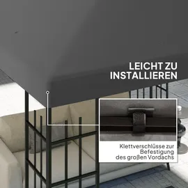 Outsunny Ersatzdach für Pavillon 3 x 3 m Wasserdicht Dunkelgrau