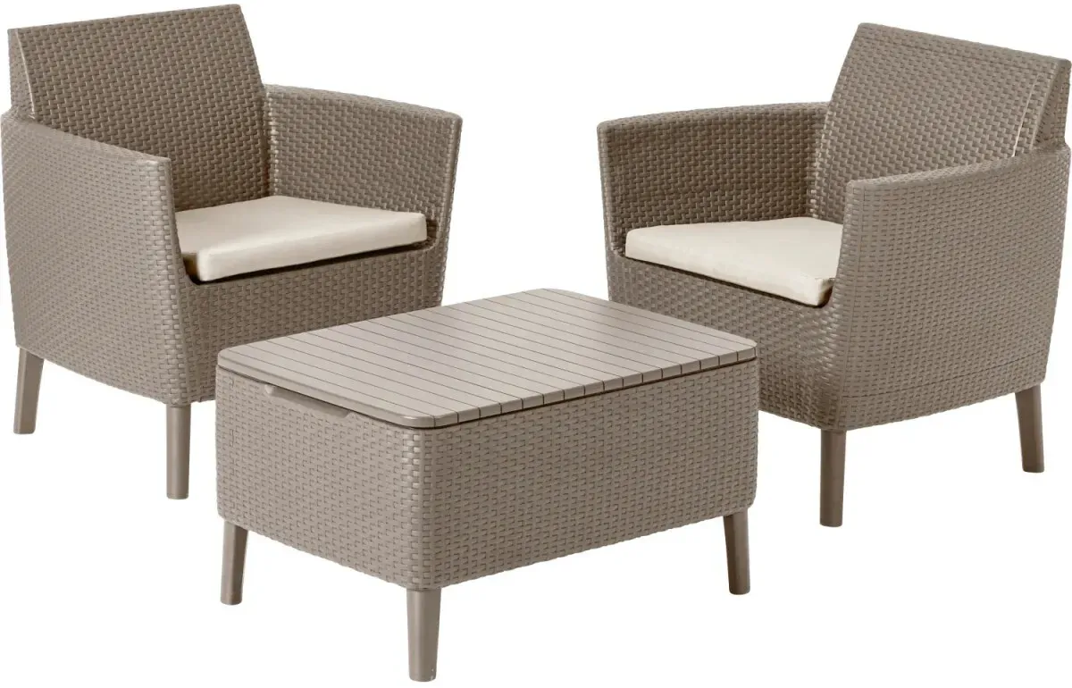 Keter Balkonmöbel-Set Balkonset Sitzgarnitur Set Salemo 3-teilig braun beige