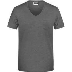 Herren V-T-Shirt mit Brusttasche - Farbe schwarz - Größe M
