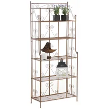 CLP Standregal Ciara I Metallregal für Pflanzen im Landhausstil I Regal für Balkon, Terrasse, Veranda und Garten I 5 klappbare Böden
