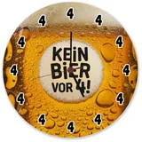 speecheese Kein Bier vor 4! Wanduhr aus Alu Lustiger Spruch für Büro oder Wohnzimmer Biertrinker Bierliebhaber Bier