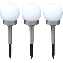 3x LED Solar Außen Steck Lampen Garten Erdspieß Kugel Rasen Leuchten weiß