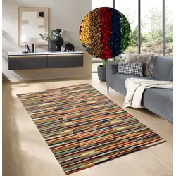 Wollteppich THEKO "Gabbeh Multi, Handweb Teppich, meliert, reine Wolle, handgewebt" Gr. 1, bunt (multi), B:60cm H:15mm L:90cm, Wolle, Teppiche, Besonders weiche, leicht glänzende Wolle