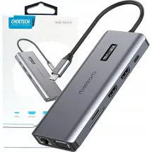 CHOETECH HUB-U02 laptop-dockingstation & portreplikator Schwarz