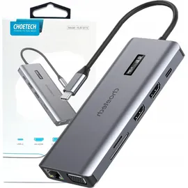CHOETECH HUB-U02 laptop-dockingstation & portreplikator Schwarz
