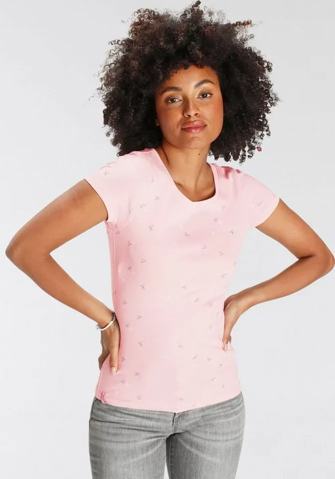 KangaROOS Kurzarmshirt mit trendigem Allover-Print rosa 48/50 (XL)