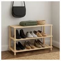 Hti-Living Schuhregal aus Bambus in Natur 3 Ebenen