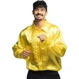 Boland - Disco Hemd mit Rüschen, Gelb, für Herren, Kostüm, Party Shirt, Schlagermove, 70er Jahre, Mottoparty, Karneval