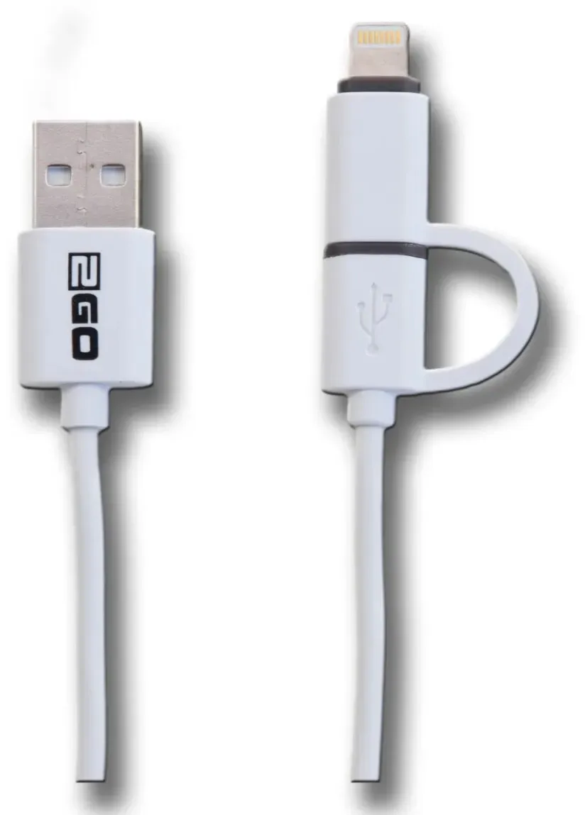 2GO 795637 USB Kabel 1 m USB A Micro-USB B/Lightning Weiß
