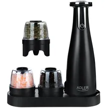 Adler AD 4449 Elektrische Salz- & Pfeffermühle Set 3 Mahlwerke USB matt Schwarz