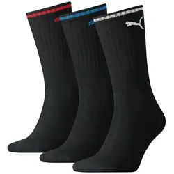 PUMA Unisex Sport-Socken, Vorteilspack - Sport Crew Stripe, Tennissocken, Streifen Schwarz 43-46 9er Pack (3x3P)