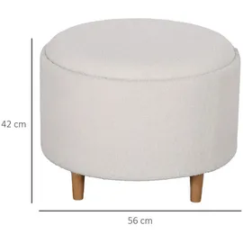 Homcom Sitzhocker Ottomane mit Stauraum Runder Polsterhocker mit Klappdeckel, Weiß B/H/L: ca. 56x56x42 cm