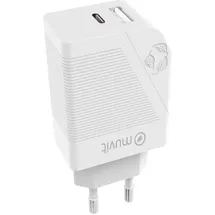 Muvit Quick Charge USB-Ladegerät 18 W, 1 Usb Qc 3.0 18w+1 Type C Pd 20w White