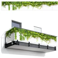 MuchoWow© Balkon Sichtschutz Einseitig 80x500 cm Groß Terrassen Gartenzaun Balkonfächer ohne Bohren Wetterfest für Zaun Terrasse Balkonbespannung Seitenschutz Pflanzen - Weiß - Steinoptik - Grün