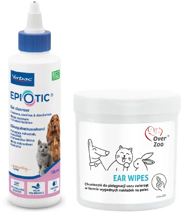 OVER ZOO Ohrentücher 50 Stk + Virbac Epiotic 125ml