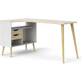 Dmora Eckschreibtisch Katherine Eiche / Weiß
