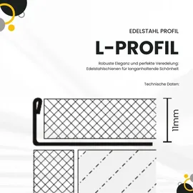tktrading24 10x L-Profil Edelstahlschiene Fliesenschiene Fliesenprofil L250cm 11mm gebürstet