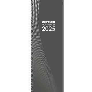 Zettler - Vormerkbuch 2025, 10,5x29,7cm, Taschenkalender mit 112 Seiten, 1 Woche auf 2 Seiten, Tages-, und Wochenzählung, Zweimonatsübersicht, Drahtkammbindung und deutsches Kalendarium