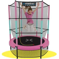 Kinetic Sports Kinder Trampolin JUMPER 140 cm - Gummiseil Federung, Sicherheitsnetz mit Reißverschluss, - Indoor Kindertrampolin Spielzeug