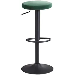 Barhocker `Campania`: 58-79 cm Sitzhöhe, Eisenmaterial, Samt/Wildlederoptik Bezug, 360° drehbar. Grün, Material: Samt, 40x40x79 cm | Kadima Design