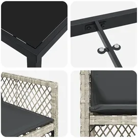 vidaXL Garten Essgruppe 5 pcs Hellgrau Poly Rattan