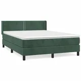 vidaXL Boxspringbett mit Matratze Dunkelgrün 140x200 cm Samt1396905