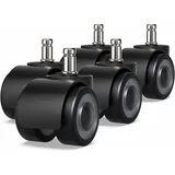 SNQ - 5er Set Bürostuhlrollen - 11 x 22 mm - Doppelrad-Design - Kein Verkratzen des Bodens - Durchmesser: 50 mm