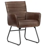 Massivmoebel24 Stuhl Echtleder 62x62x84 dunkelbraun IRON LABEL #06