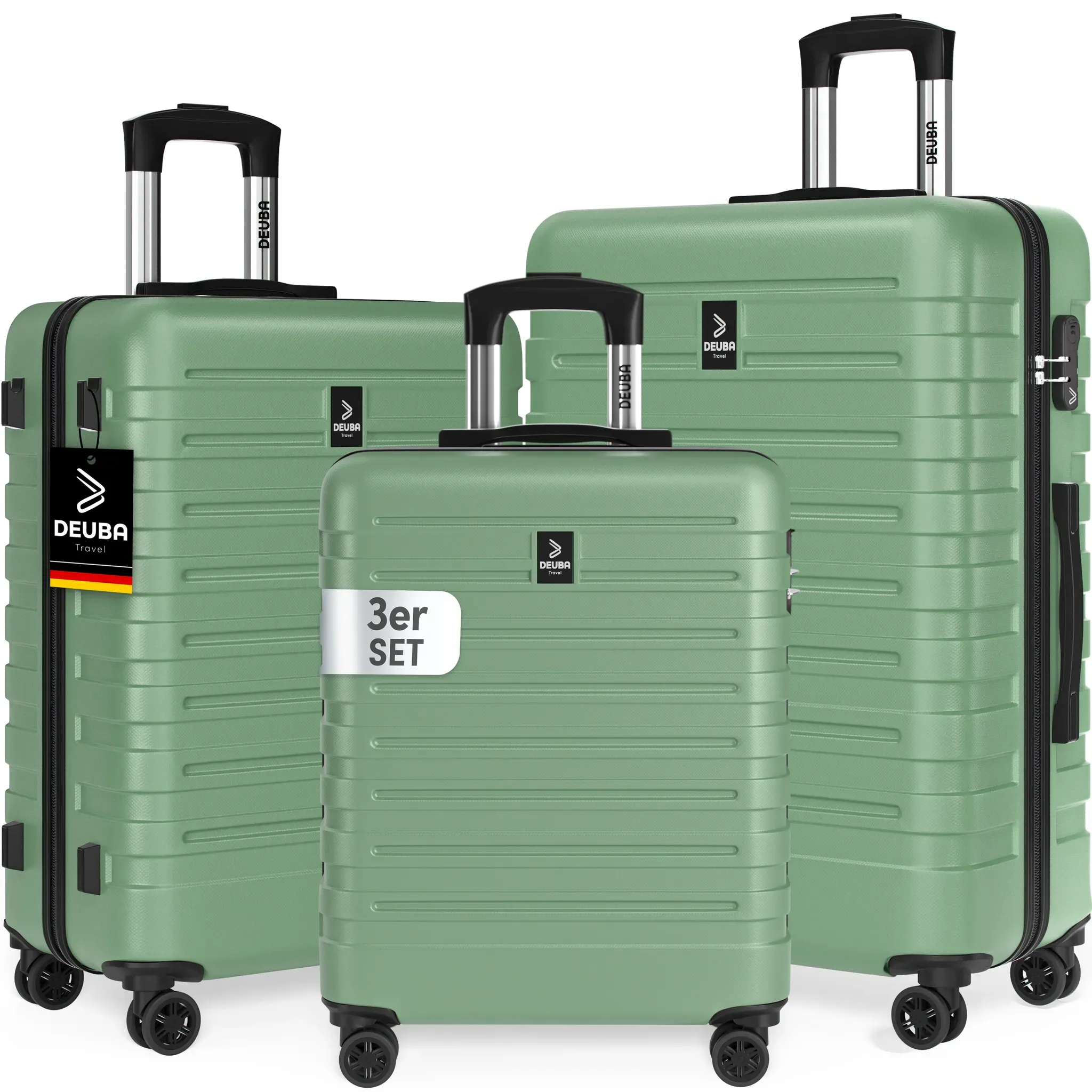 Hartschalenkoffer New York Set 3-tlg Pastellgrün Rollen 360o ABS