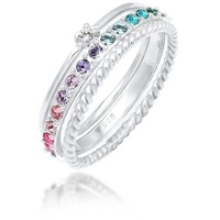 Elli Set Multi-Color Pastell Kristalle 925 Silber 56 Damen