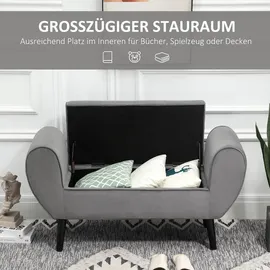 Homcom Sitzbank mit Stauraum Samtartiges Polyester Gummiholz Grau