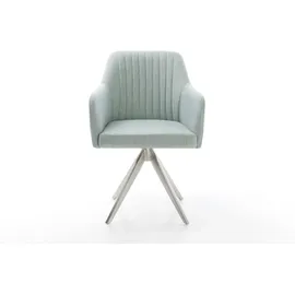 DeLife Drehstuhl Greg-Flex Stripes Mint Kreuzgestell kantig Edelstahl 180° drehbar, Esszimmerstühle