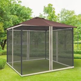 Outsunny Moskitonetz 3x3m Pavillon mit 4 Seitenteilen, Fliegennetz mit Reißverschluss, langlebig aus Nylon-Mesh in Schwarz Aosom.de