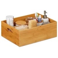 Relaxdays Allzweckkiste 8 x Aufbewahrungskiste Bambus Ordnungsbox Holz Kiste