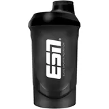 ESN Shaker, Black, 600 ml, auslaufsicher, Shaker mit Messskala zum einfachen Dosieren, frei von BPA & DEHP