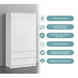 home collective Kleiderschrank 90x51x182 cm Weiß