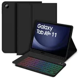 Bettdow für Samsung Galaxy Tab A9+/A9 Plus 2023 Tastatur Hülle, Deutsch QWERTZ Layout Abnehmbarer Beleuchtete Tastatur, Hülle mit Stifthalter für Galaxy Tab A9+ 11 Zoll SM-X210/X215/X216, Schwarz