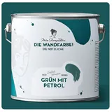 MissPompadour Wandfarbe Grün mit Petrol - abwaschbare Wandfarbe mit hoher Deckkraft 2,5 L, scheuerbeständig und wasserbasiert grün