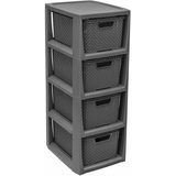 BranQ Regal mit 4 Körbe Rattan Design, Plastic, Anthrazit, BranQ - Home essential in