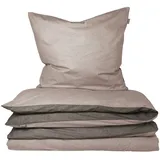 SCHIESSER Doubleface Renforcé taupe/dunkelgrau 155 x 220 cm + 80 x 80 cm