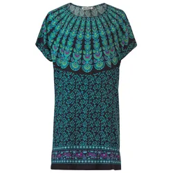 Viskose-Kaftan, Druck türkis, 48/50